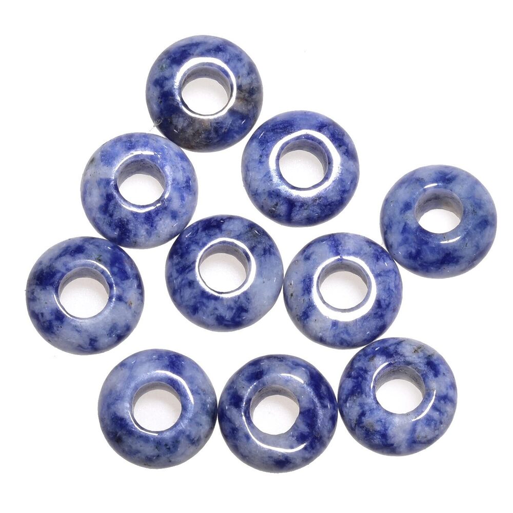 3853 Natural Stone Beads Large Hole 5-6mm Polished Rondelle European